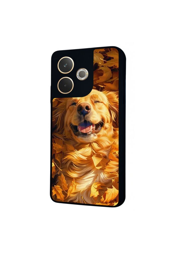 Oppo A5 Pro Uyumlu Golden Kopek Tasarımlı Glossy Premium Kılıf