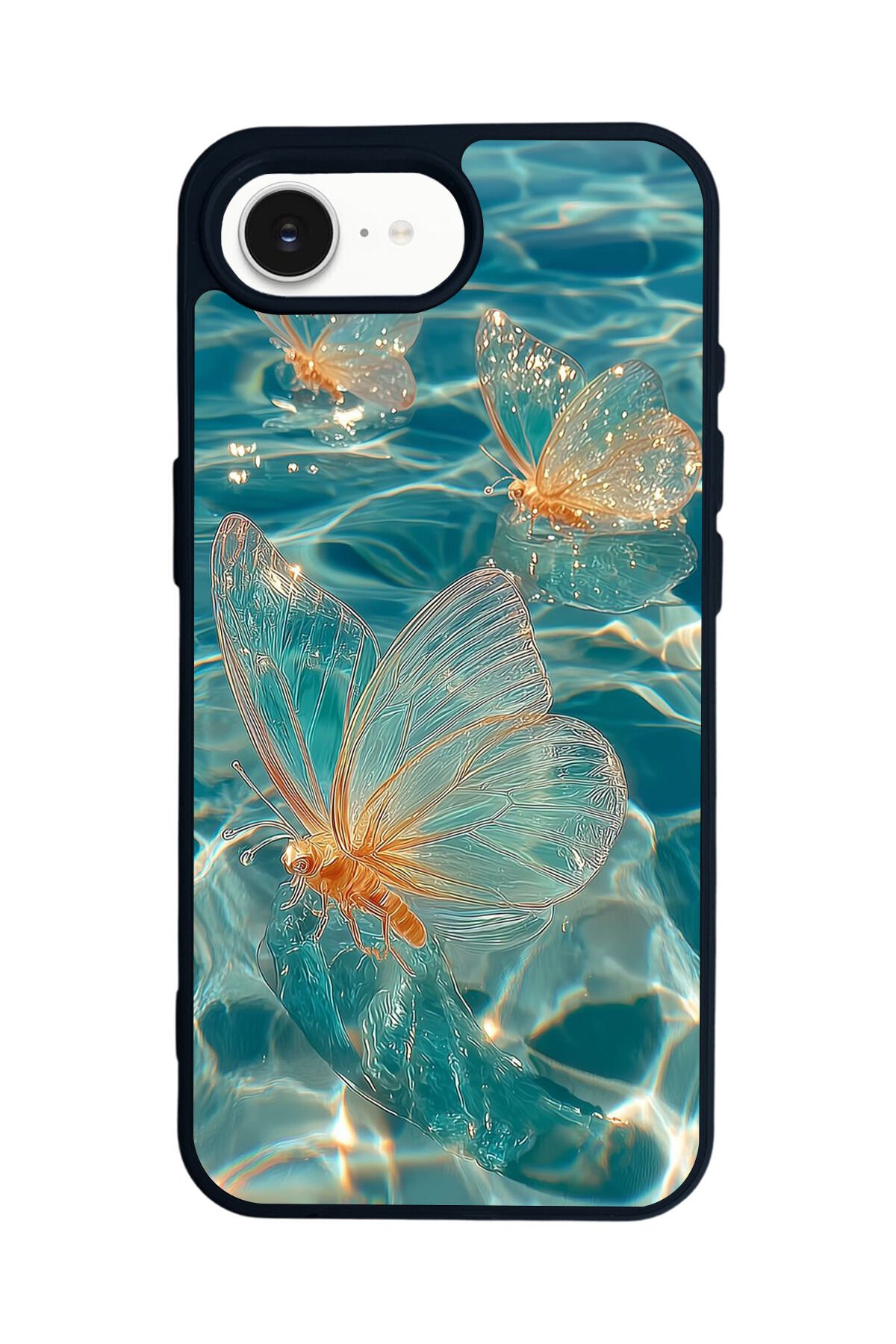 iPhone 16E Uyumlu Kelebek Tasarımlı Glossy Premium Kılıf