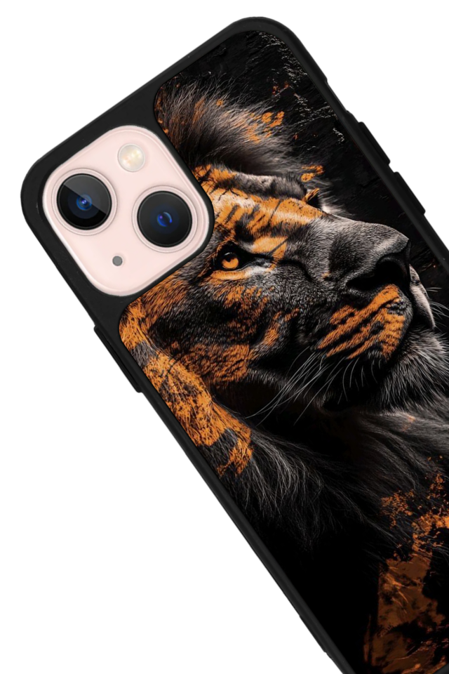 iPhone 13 Mini Uyumlu Aslan Tasarımlı Glossy Premium Kılıf