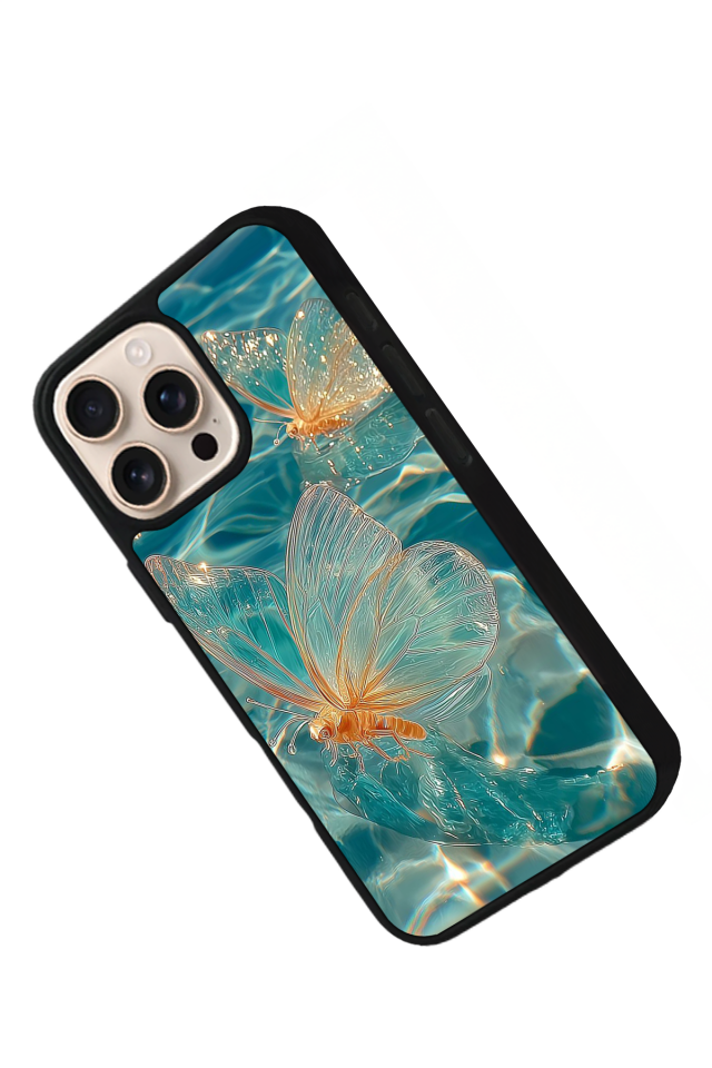 iPhone 16 Pro Max Uyumlu Kelebek Tasarımlı Glossy Premium Kılıf