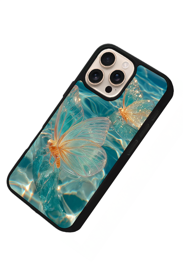 iPhone 16 Pro Max Uyumlu Kelebek Tasarımlı Glossy Premium Kılıf
