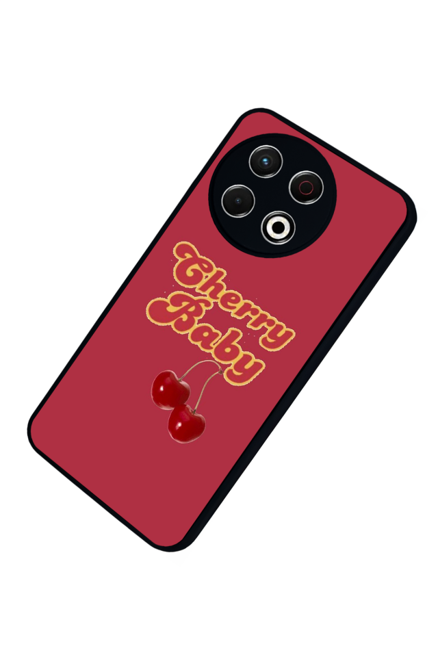 Tecno Spark 30 Pro Uyumlu Kiraz Tasarımlı Glossy Premium Kılıf