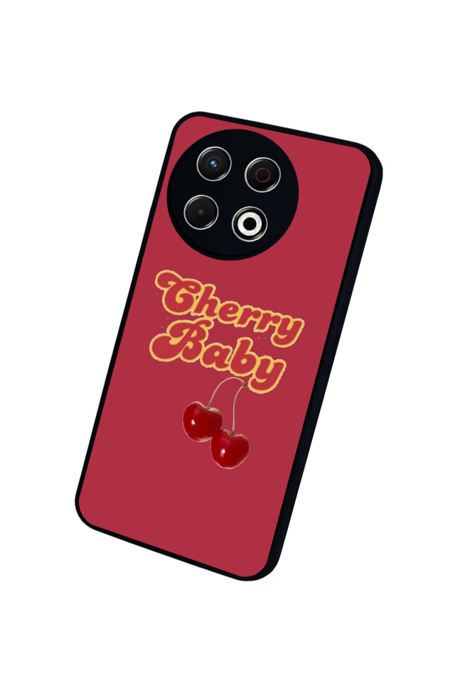 Tecno Spark 30 Pro Uyumlu Kiraz Tasarımlı Glossy Premium Kılıf