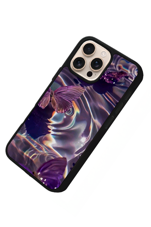 iPhone 16 Pro Max Uyumlu Kelebek Tasarımlı Glossy Premium Kılıf