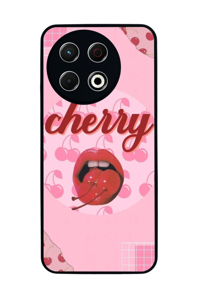 Tecno Spark 30 Pro Uyumlu Kiraz Tasarımlı Glossy Premium Kılıf