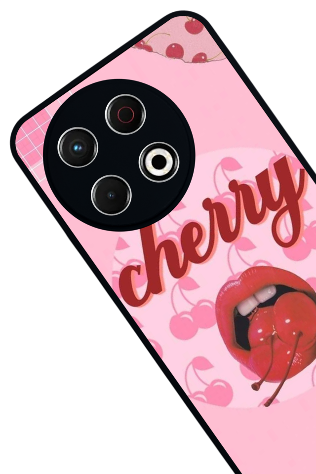 Tecno Spark 30 Pro Uyumlu Kiraz Tasarımlı Glossy Premium Kılıf