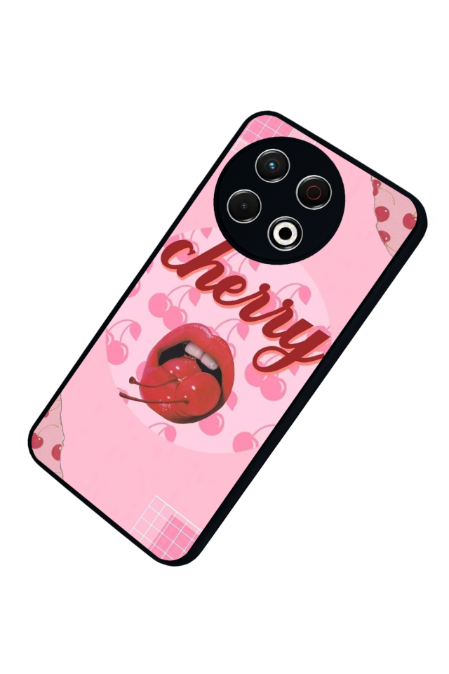 Tecno Spark 30 Pro Uyumlu Kiraz Tasarımlı Glossy Premium Kılıf