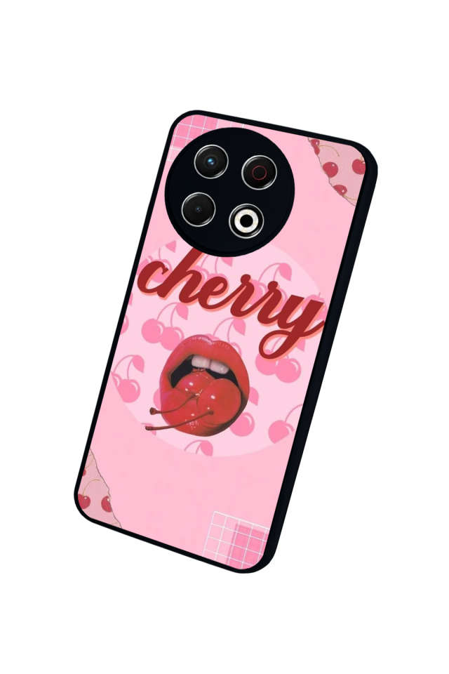 Tecno Spark 30 Pro Uyumlu Kiraz Tasarımlı Glossy Premium Kılıf