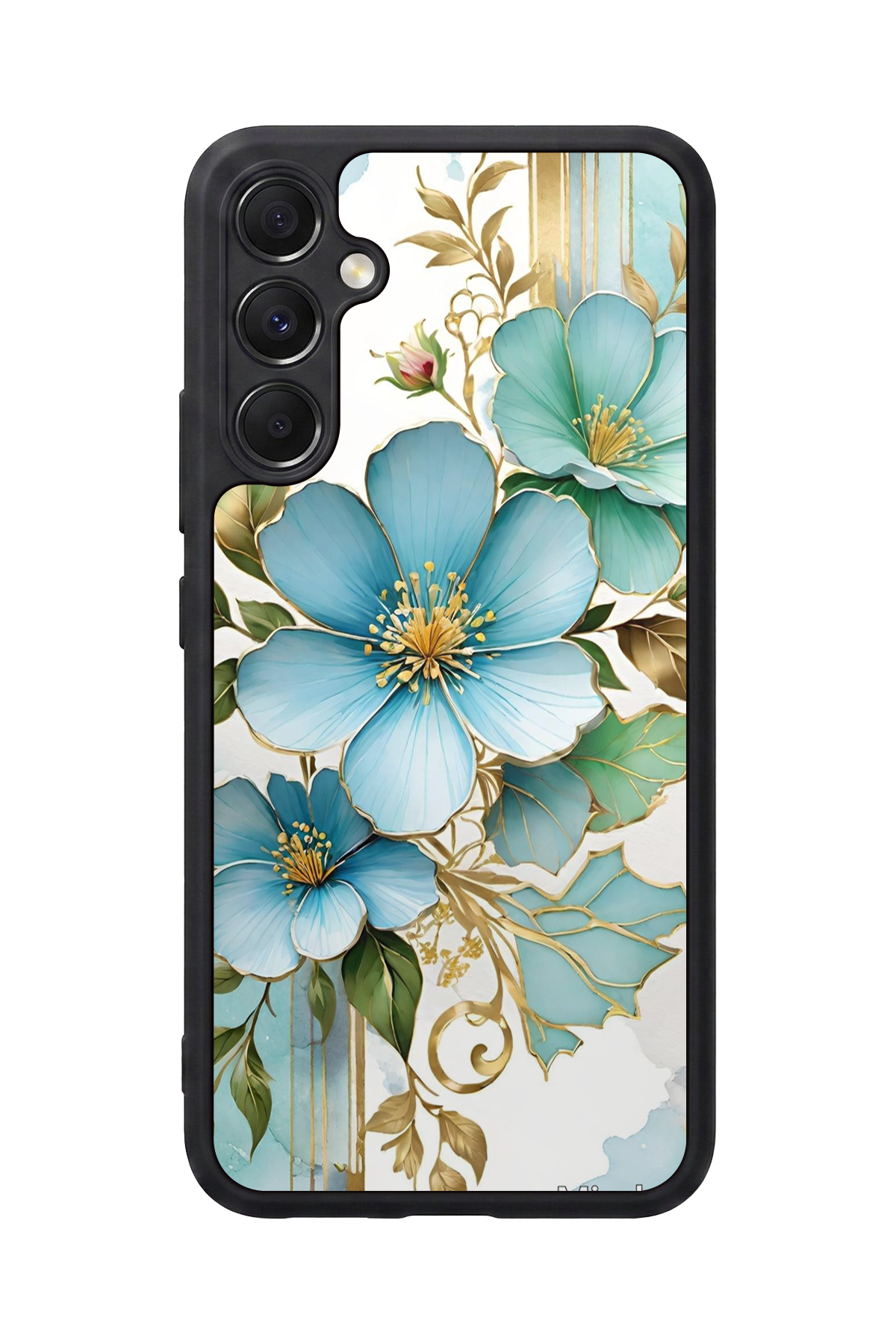 Samsung Galaxy M34 Uyumlu Yaldizli Cicek Tasarımlı Glossy Premium Kılıf