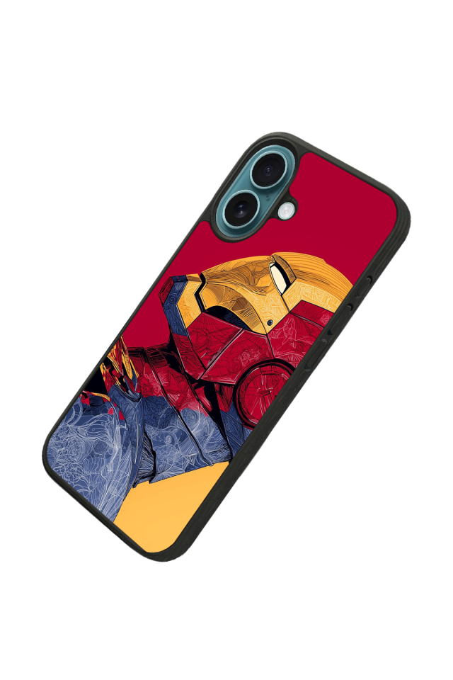 iPhone 16 Plus Uyumlu  Iron Man ( Demir Adam ) Tasarımlı Glossy Premium Kılıf