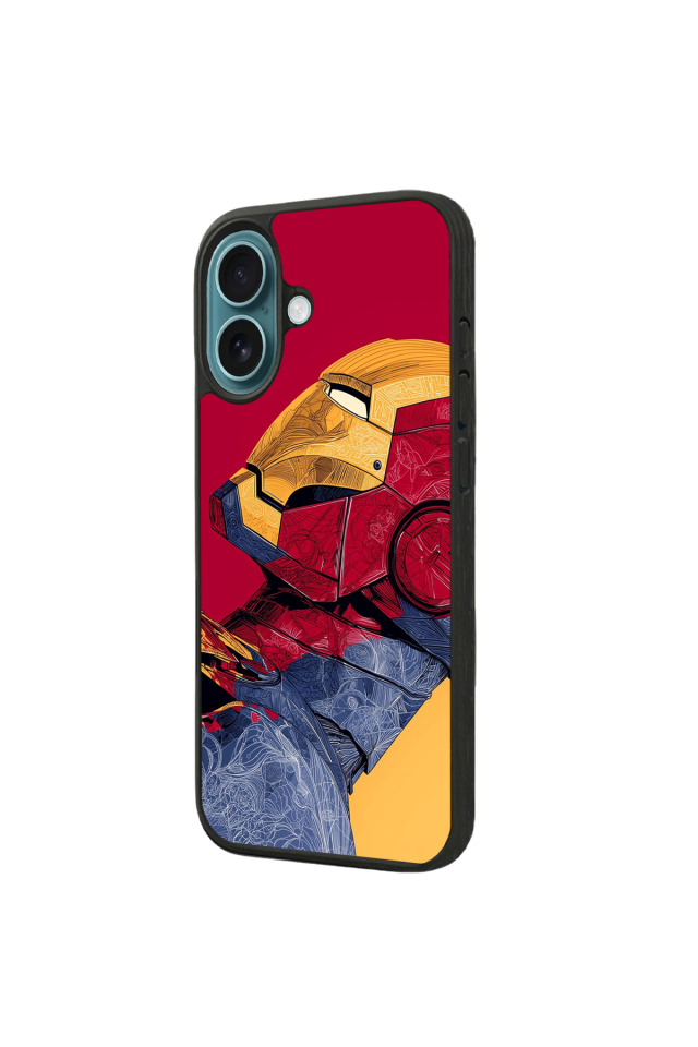 iPhone 16 Plus Uyumlu  Iron Man ( Demir Adam ) Tasarımlı Glossy Premium Kılıf