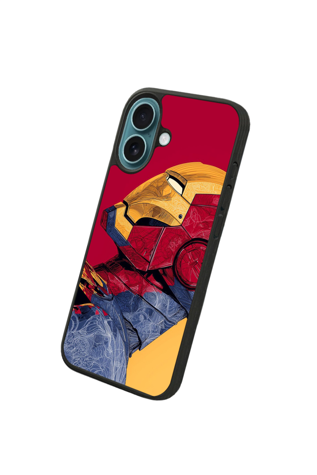 iPhone 16 Plus Uyumlu  Iron Man ( Demir Adam ) Tasarımlı Glossy Premium Kılıf