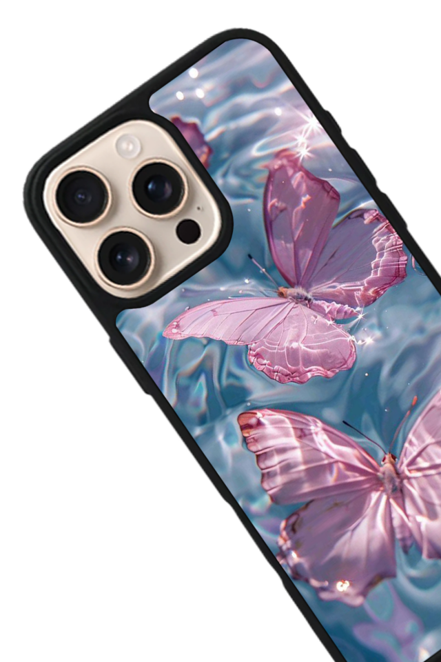 iPhone 16 Pro Max Uyumlu Kelebek Tasarımlı Glossy Premium Kılıf