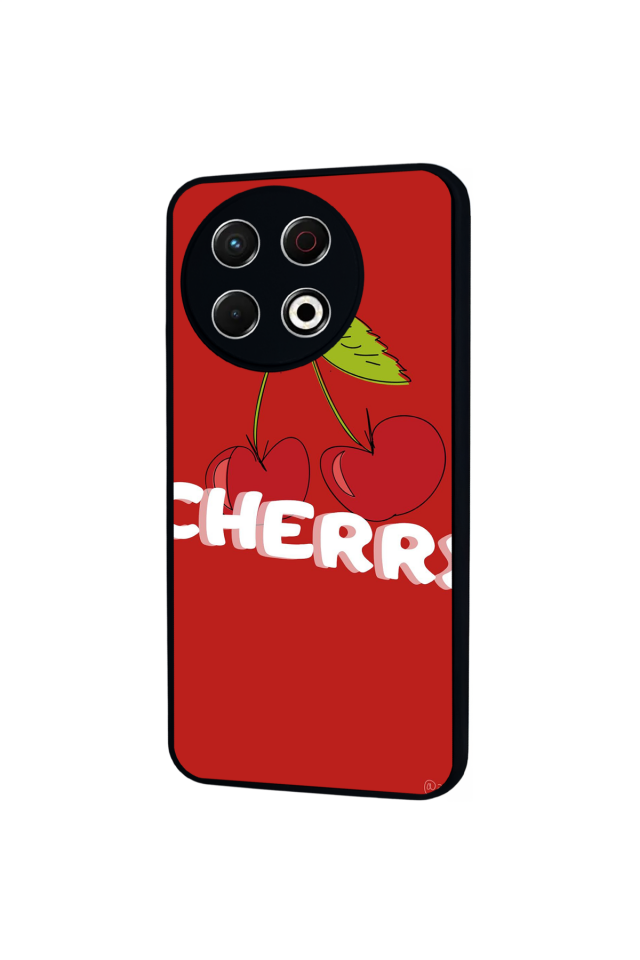 Tecno Spark 30 Pro Uyumlu Kiraz Tasarımlı Glossy Premium Kılıf