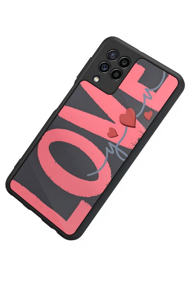 Samsung Galaxy M32 Uyumlu Love Tasarımlı Glossy Premium Kılıf