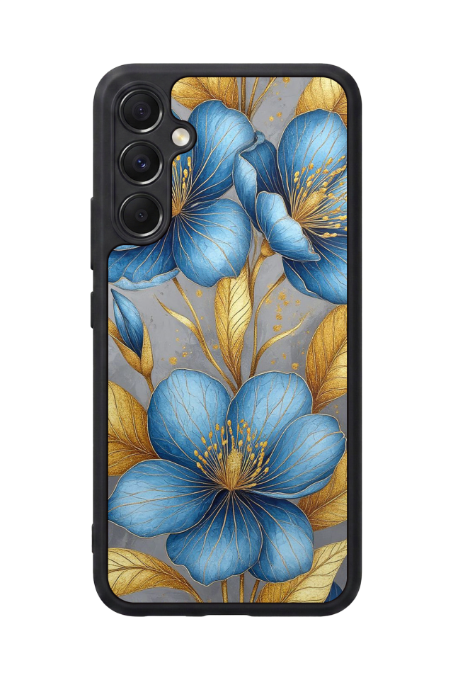 Samsung Galaxy M34 Uyumlu Yaldizli Cicek Tasarımlı Glossy Premium Kılıf