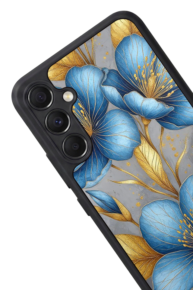 Samsung Galaxy M34 Uyumlu Yaldizli Cicek Tasarımlı Glossy Premium Kılıf