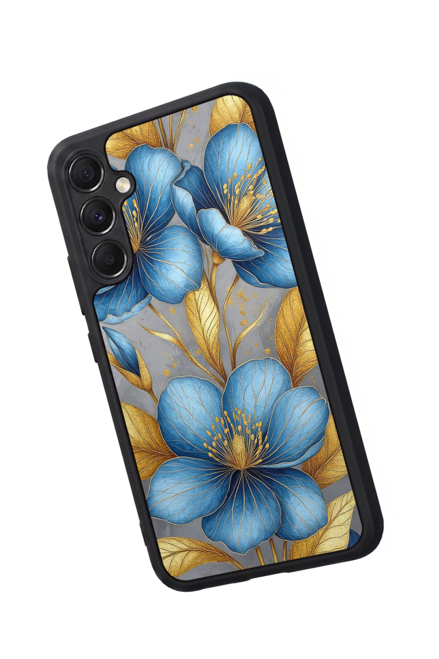 Samsung Galaxy M34 Uyumlu Yaldizli Cicek Tasarımlı Glossy Premium Kılıf
