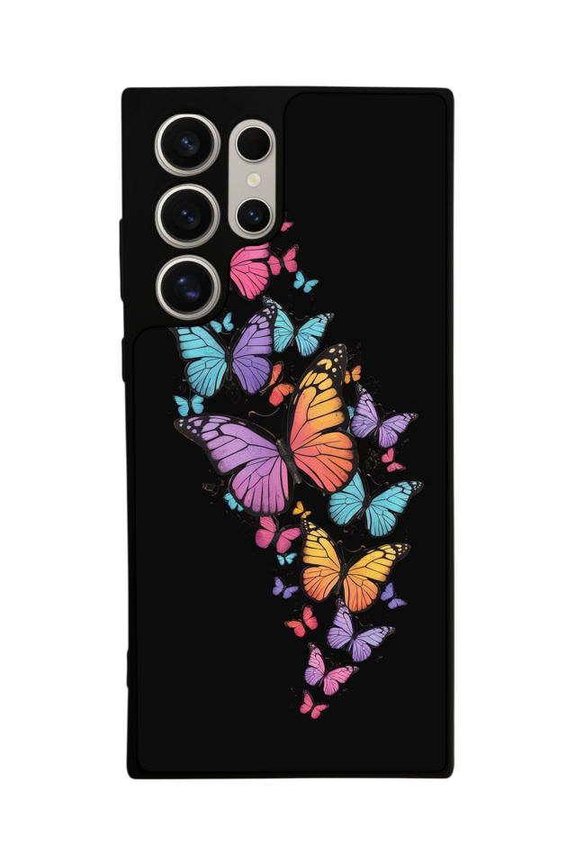 Samsung Galaxy S22 Ultra Uyumlu Kelebek Tasarımlı Glossy Premium Kılıf