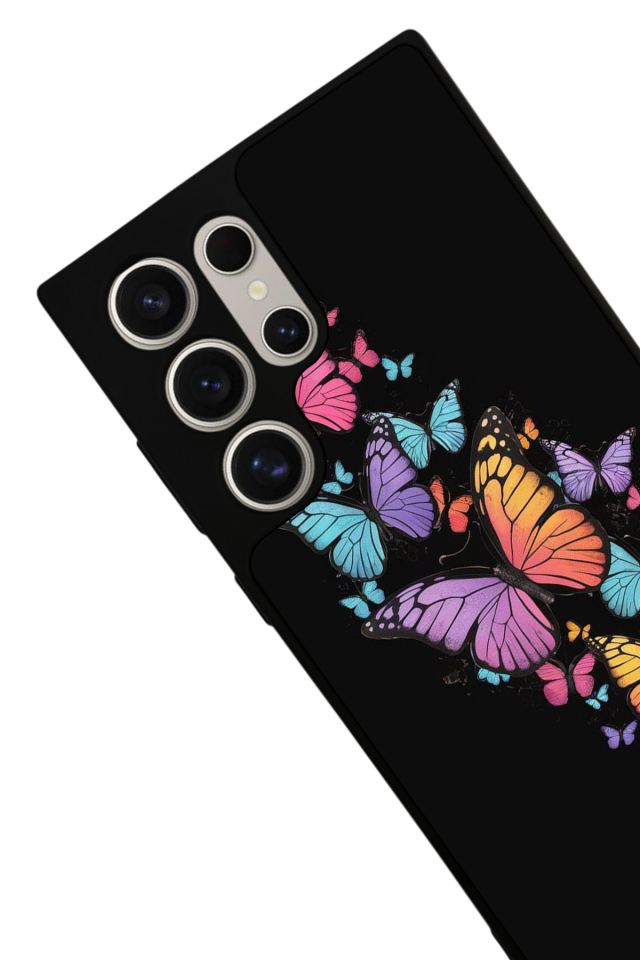 Samsung Galaxy S22 Ultra Uyumlu Kelebek Tasarımlı Glossy Premium Kılıf