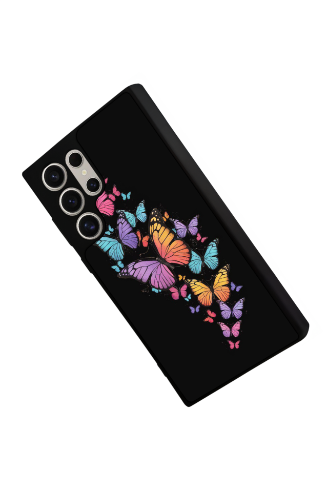 Samsung Galaxy S22 Ultra Uyumlu Kelebek Tasarımlı Glossy Premium Kılıf