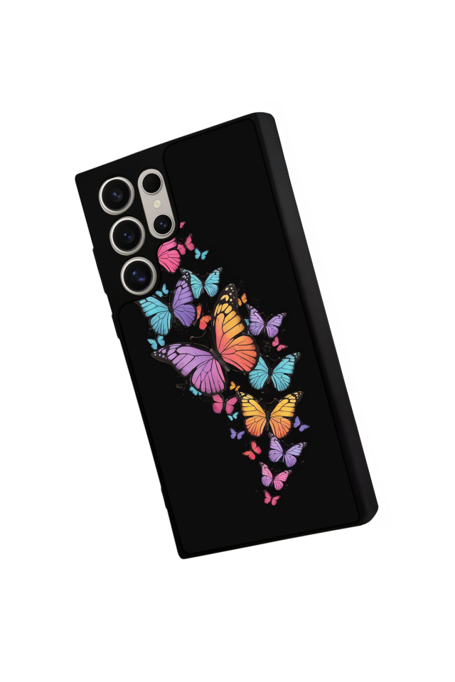 Samsung Galaxy S22 Ultra Uyumlu Kelebek Tasarımlı Glossy Premium Kılıf