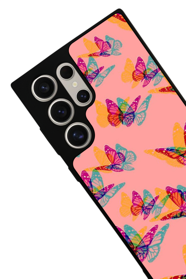 Samsung Galaxy S22 Ultra Uyumlu Kelebek Tasarımlı Glossy Premium Kılıf