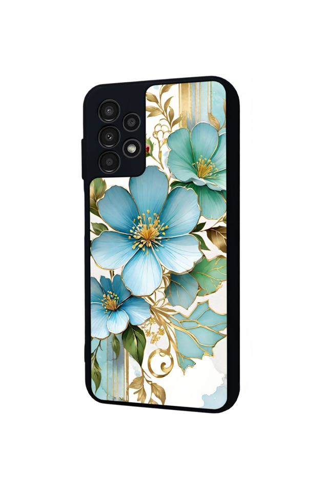 Samsung Galaxy A13 Uyumlu Yaldizli Cicek Tasarımlı Glossy Premium Kılıf