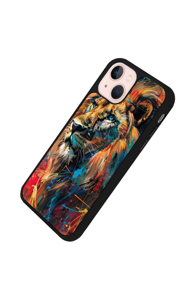 iPhone 13 Mini Uyumlu Aslan Tasarımlı Glossy Premium Kılıf