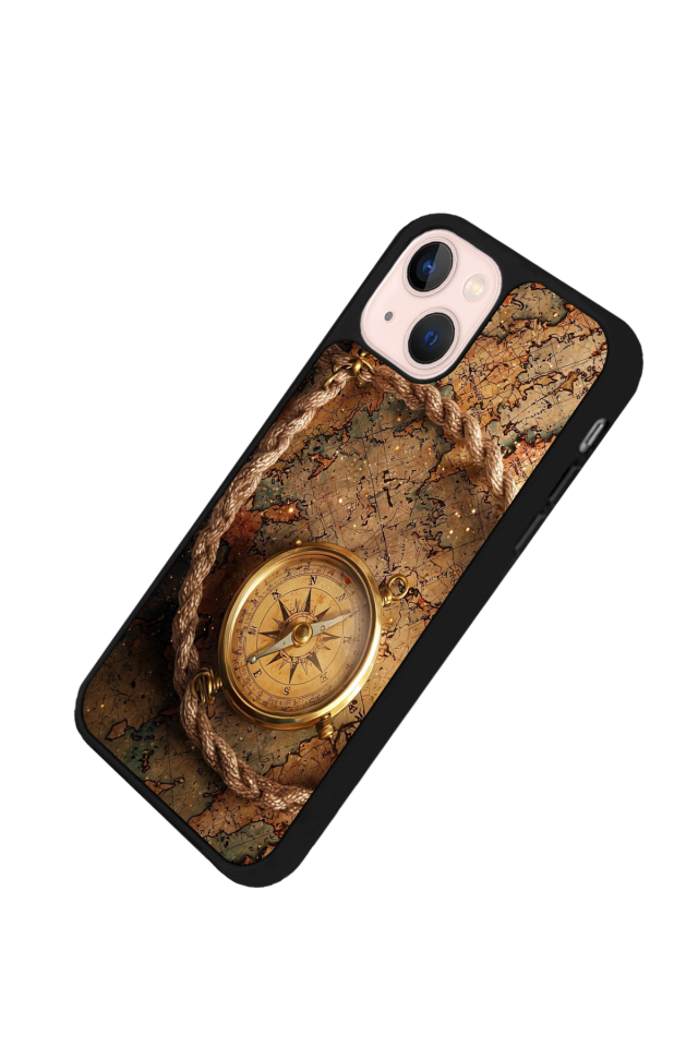 iPhone 13/14 Uyumlu Pusula Tasarımlı Glossy Premium Kılıf