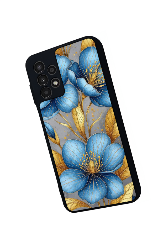 Samsung Galaxy A13 Uyumlu Yaldizli Cicek Tasarımlı Glossy Premium Kılıf