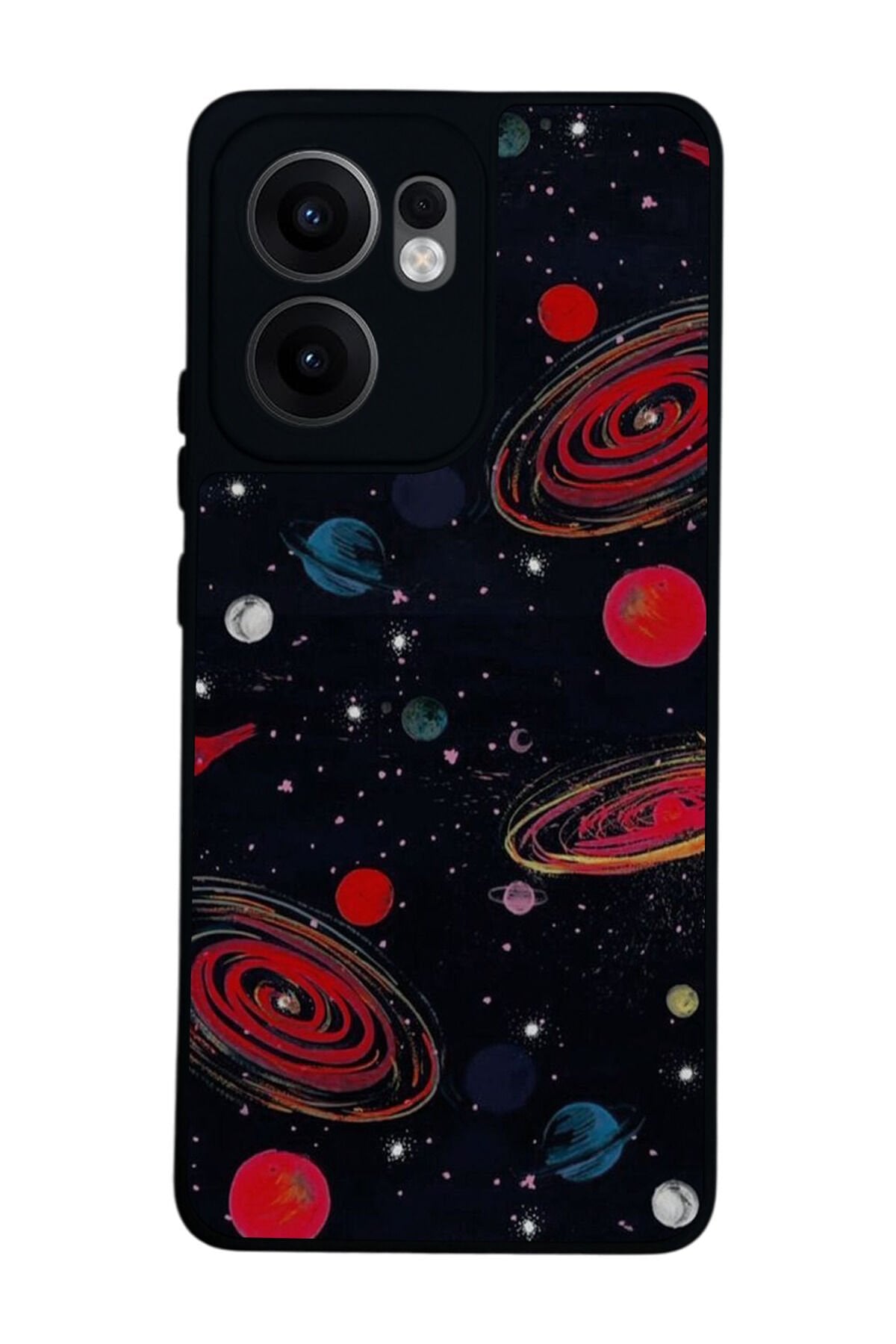Oppo Reno 13F Uyumlu Uzay Tasarımlı Glossy Premium Kılıf