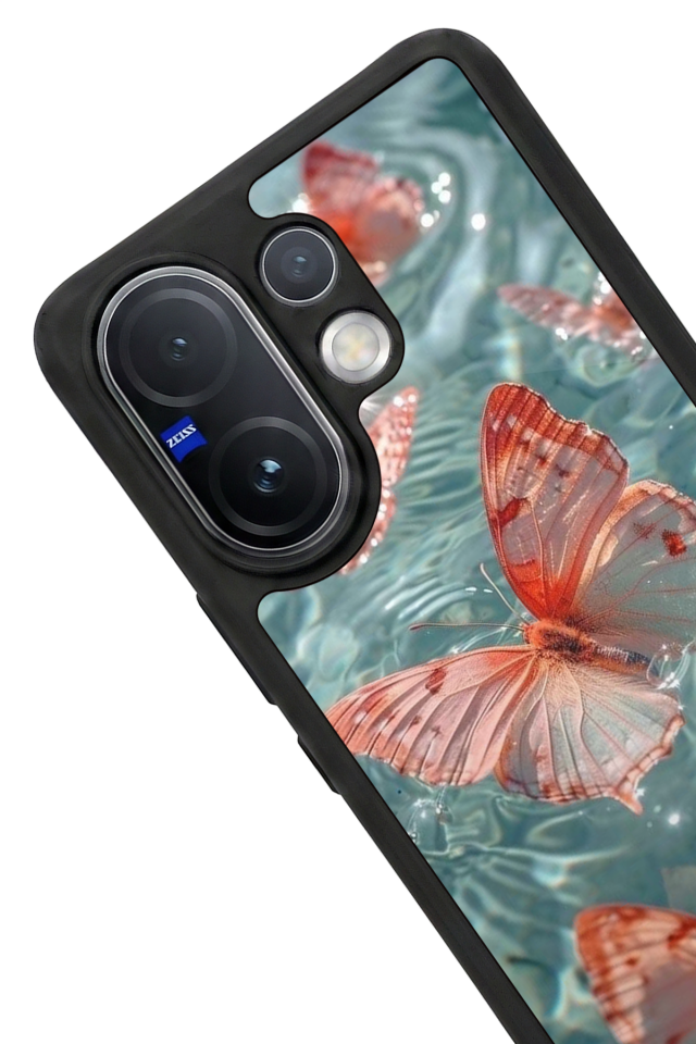 Vivo V60 Uyumlu Kelebek Tasarımlı Glossy Premium Kılıf