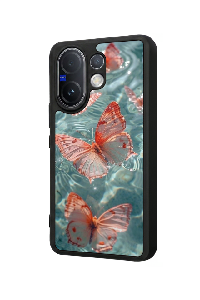 Vivo V60 Uyumlu Kelebek Tasarımlı Glossy Premium Kılıf