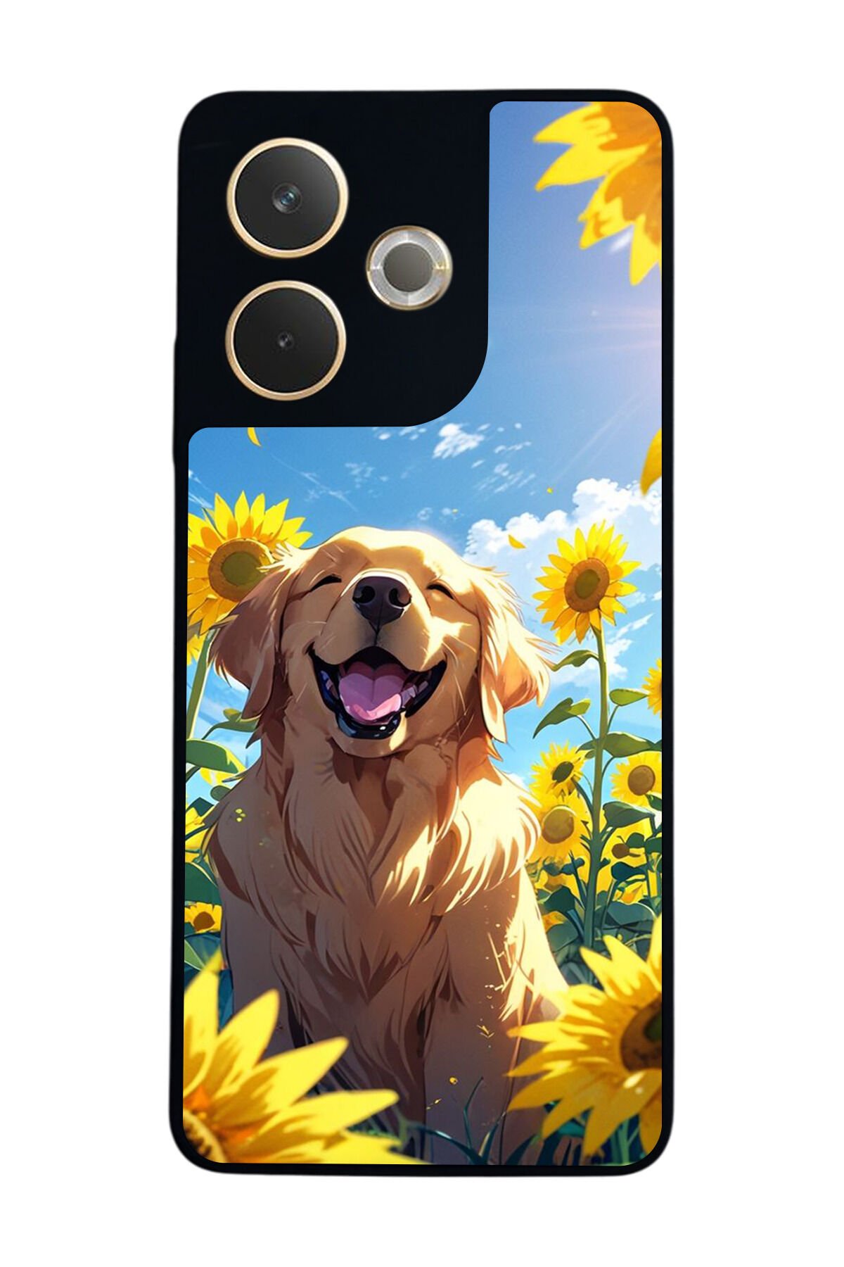 Oppo A5 Pro Uyumlu Golden Kopek Tasarımlı Glossy Premium Kılıf