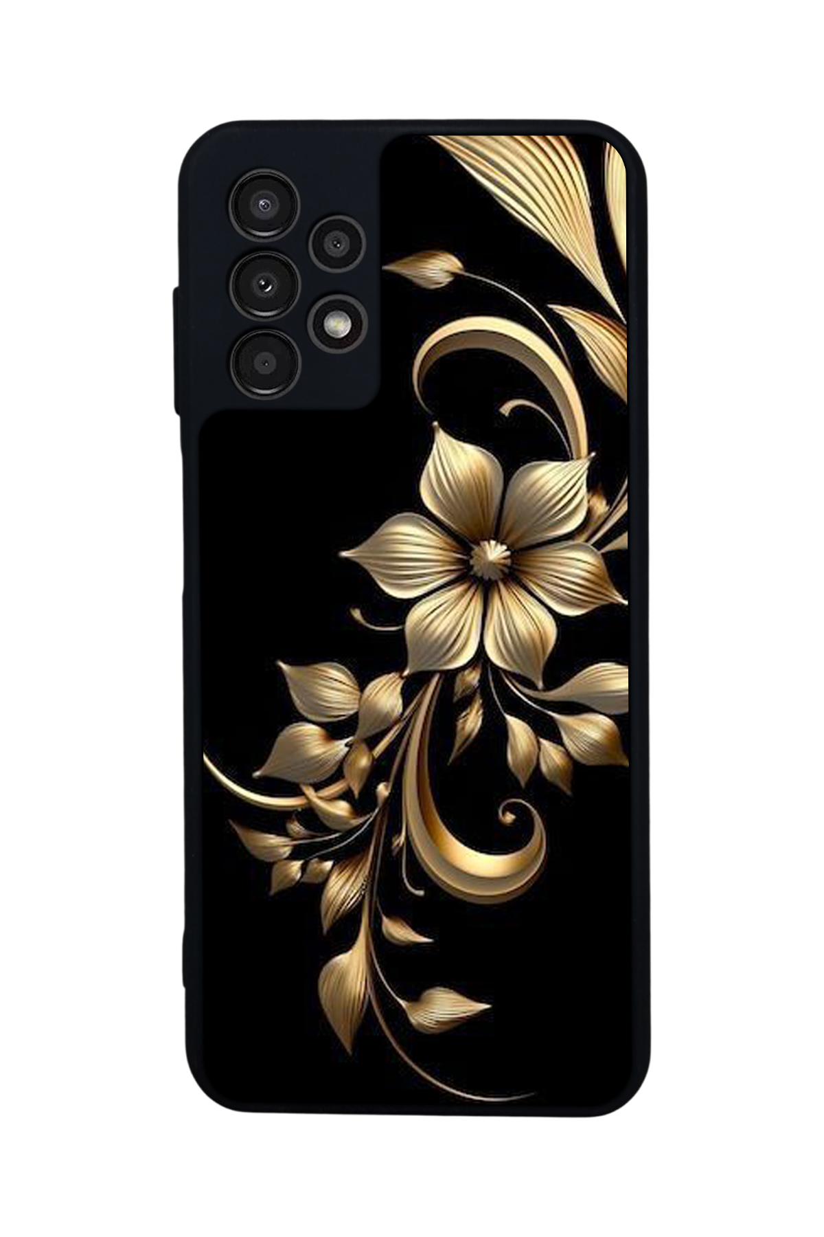 Samsung Galaxy A13 Uyumlu Yaldizli Cicek Tasarımlı Glossy Premium Kılıf