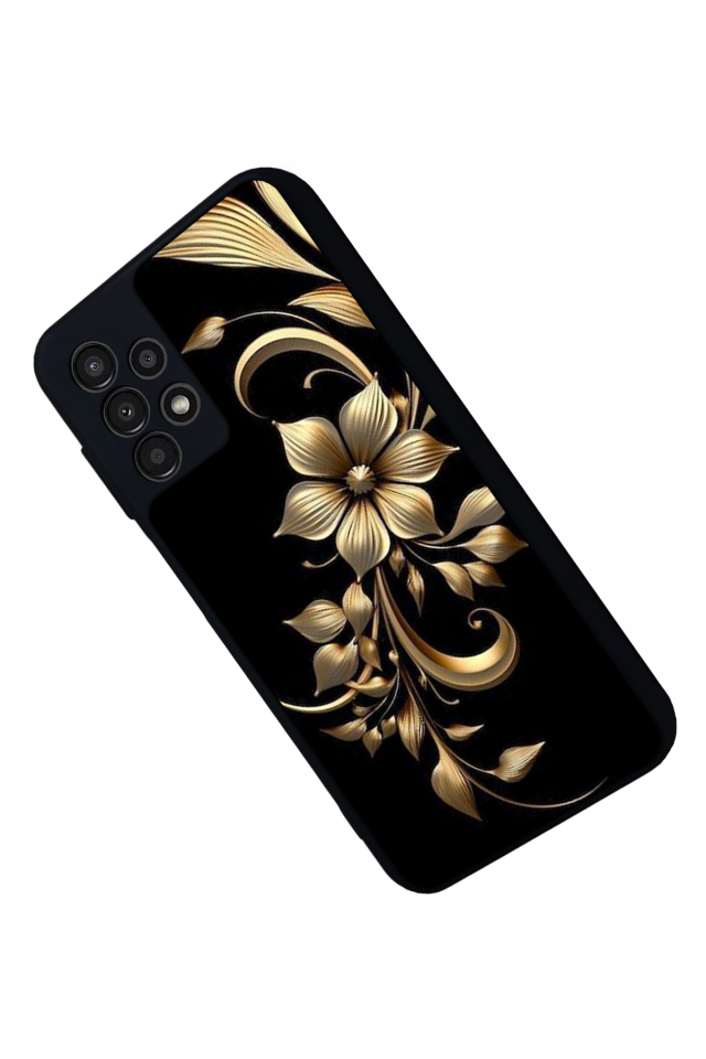 Samsung Galaxy A13 Uyumlu Yaldizli Cicek Tasarımlı Glossy Premium Kılıf