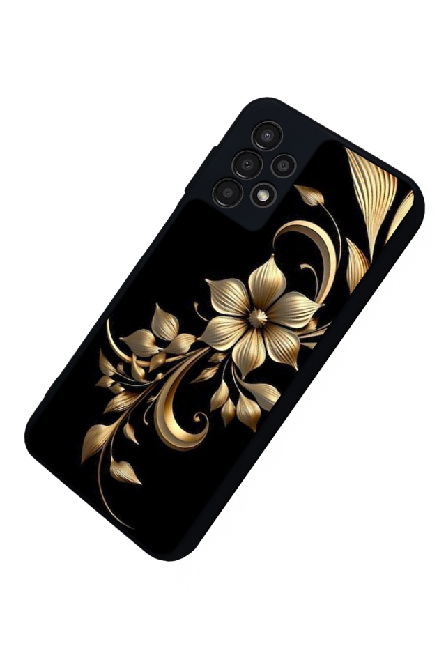 Samsung Galaxy A13 Uyumlu Yaldizli Cicek Tasarımlı Glossy Premium Kılıf