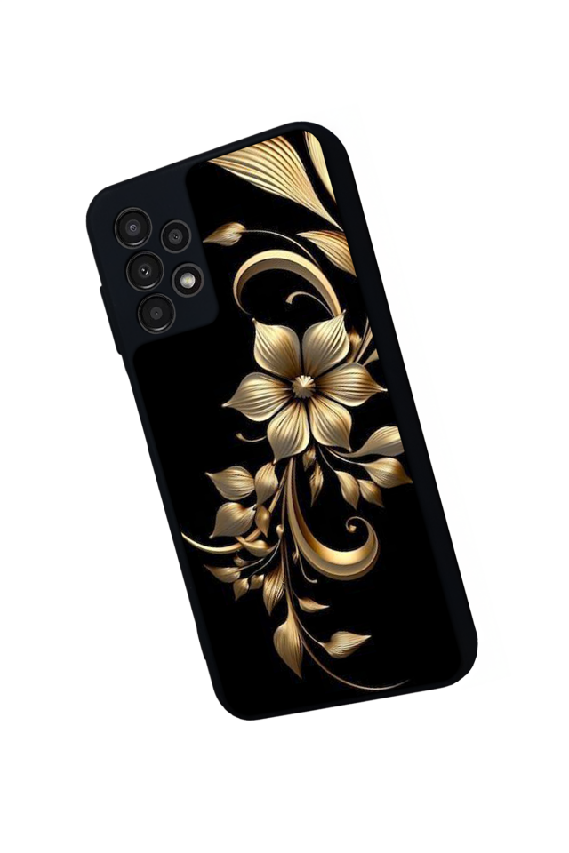 Samsung Galaxy A13 Uyumlu Yaldizli Cicek Tasarımlı Glossy Premium Kılıf
