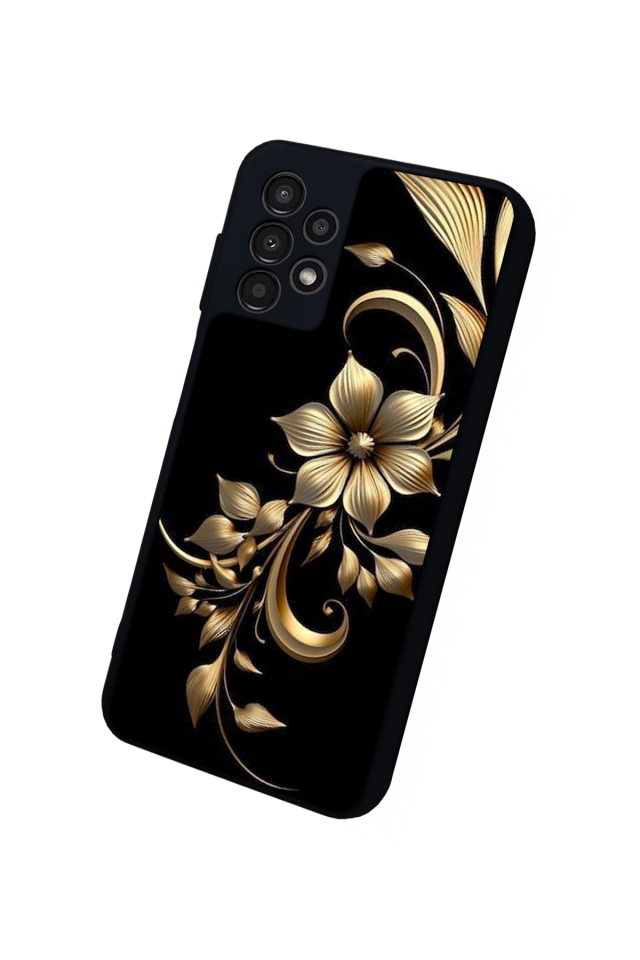 Samsung Galaxy A13 Uyumlu Yaldizli Cicek Tasarımlı Glossy Premium Kılıf