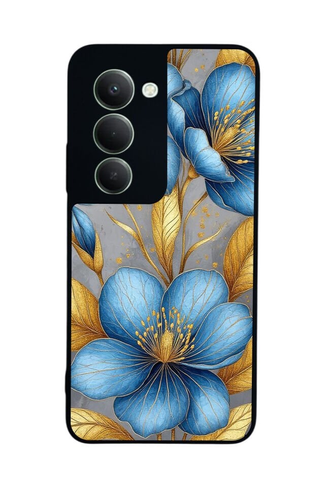 Xiaomi Redmi 15 5G Uyumlu Yaldizli Cicek Tasarımlı Glossy Premium Kılıf