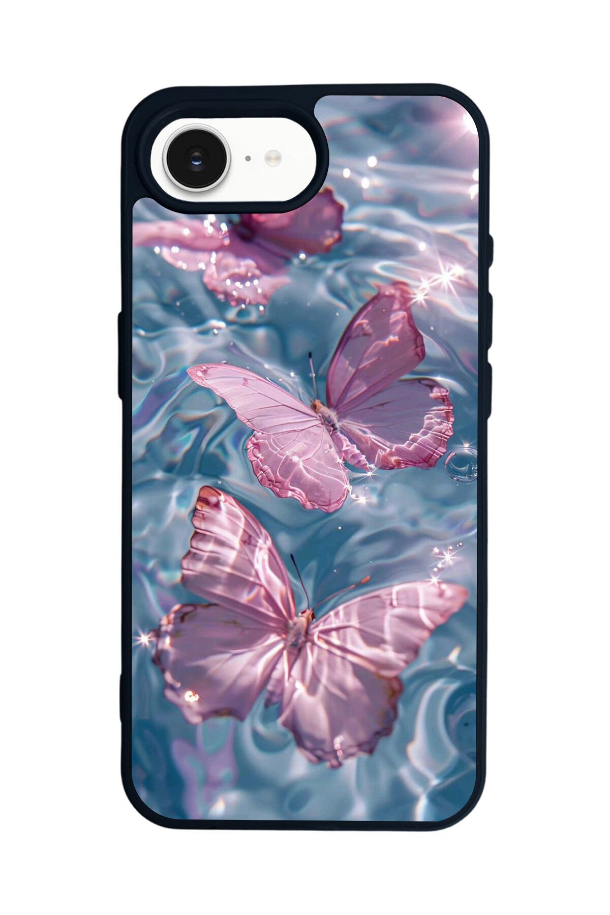 iPhone 16E Uyumlu Kelebek Tasarımlı Glossy Premium Kılıf