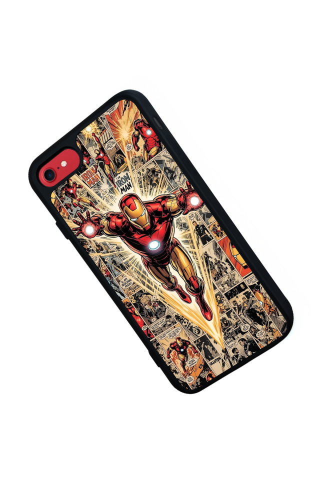 iPhone SE Uyumlu  Iron Man ( Demir Adam ) Tasarımlı Glossy Premium Kılıf