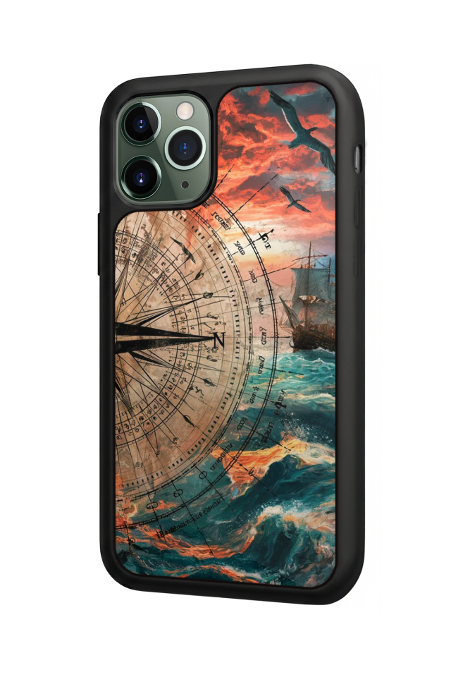 iPhone 11 Pro Max Uyumlu Pusula Tasarımlı Glossy Premium Kılıf