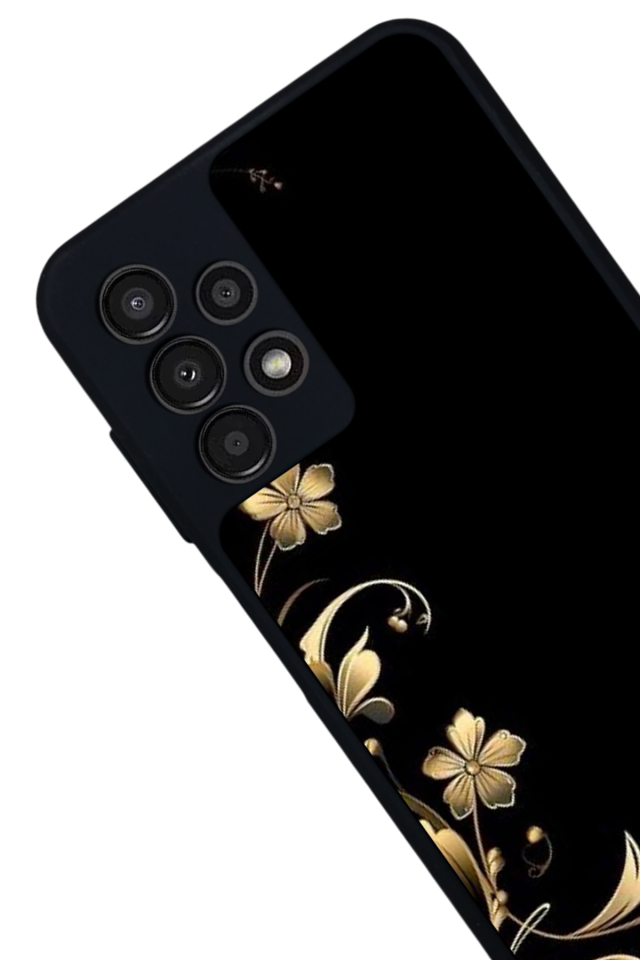 Samsung Galaxy A13 Uyumlu Yaldizli Cicek Tasarımlı Glossy Premium Kılıf
