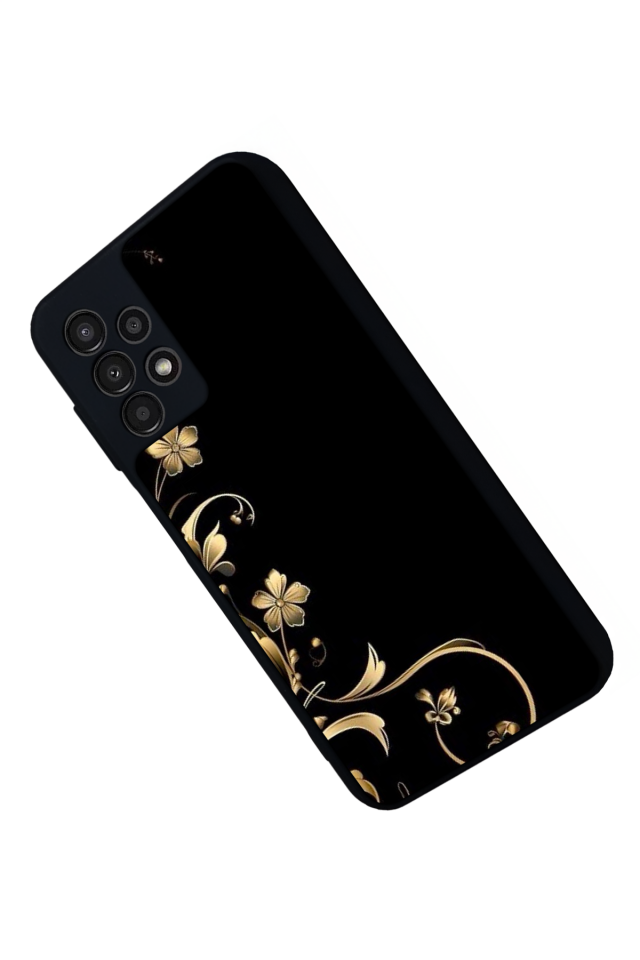 Samsung Galaxy A13 Uyumlu Yaldizli Cicek Tasarımlı Glossy Premium Kılıf