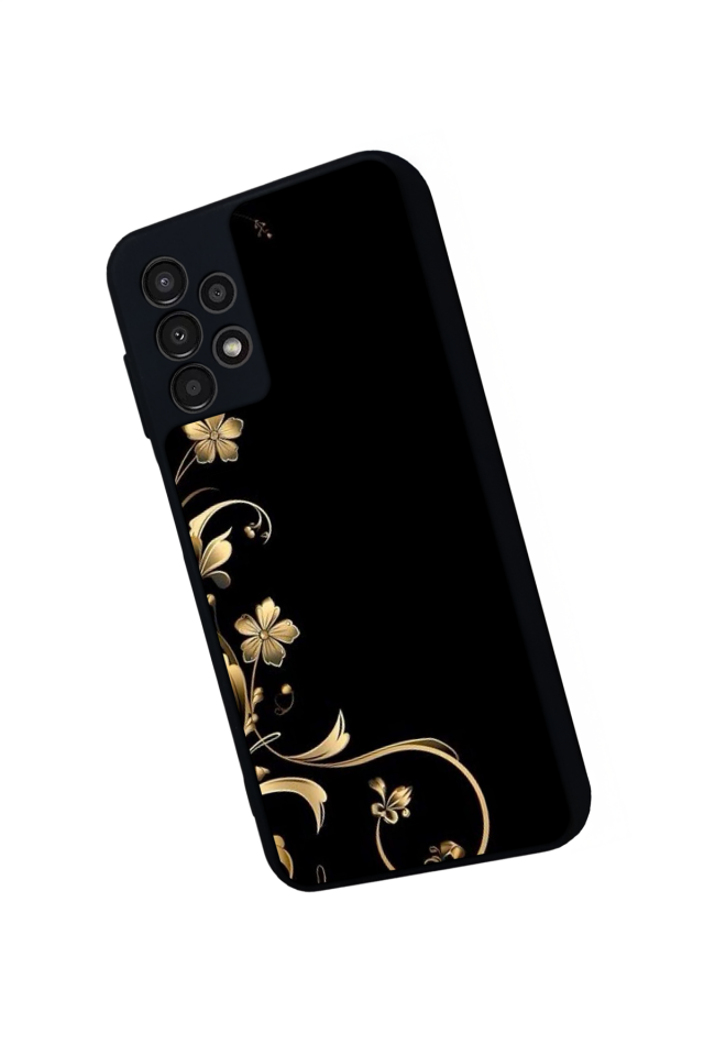 Samsung Galaxy A13 Uyumlu Yaldizli Cicek Tasarımlı Glossy Premium Kılıf