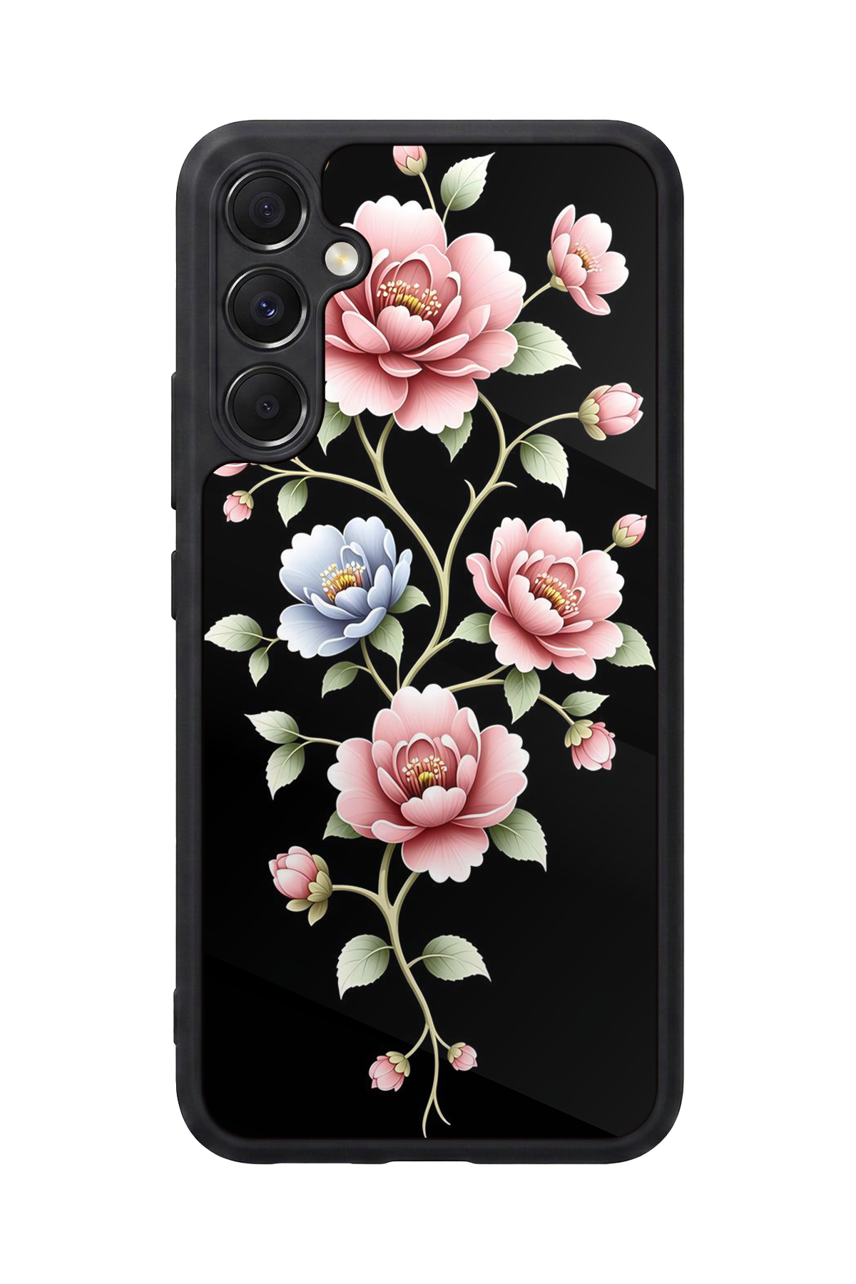 Samsung Galaxy M34 Uyumlu Yaldizli Cicek Tasarımlı Glossy Premium Kılıf