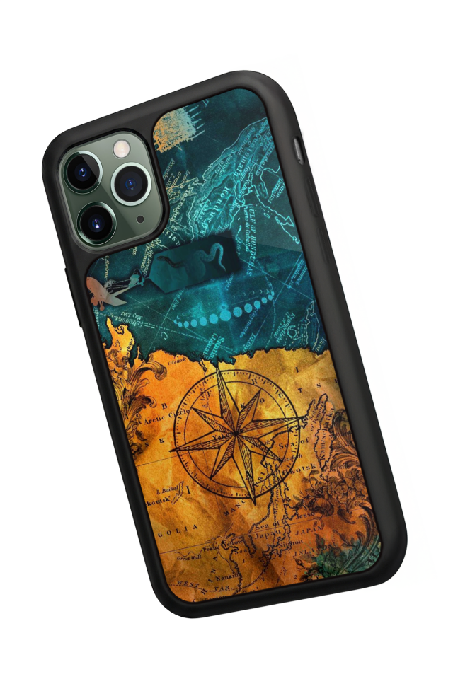 iPhone 11 Pro Max Uyumlu Pusula Tasarımlı Glossy Premium Kılıf