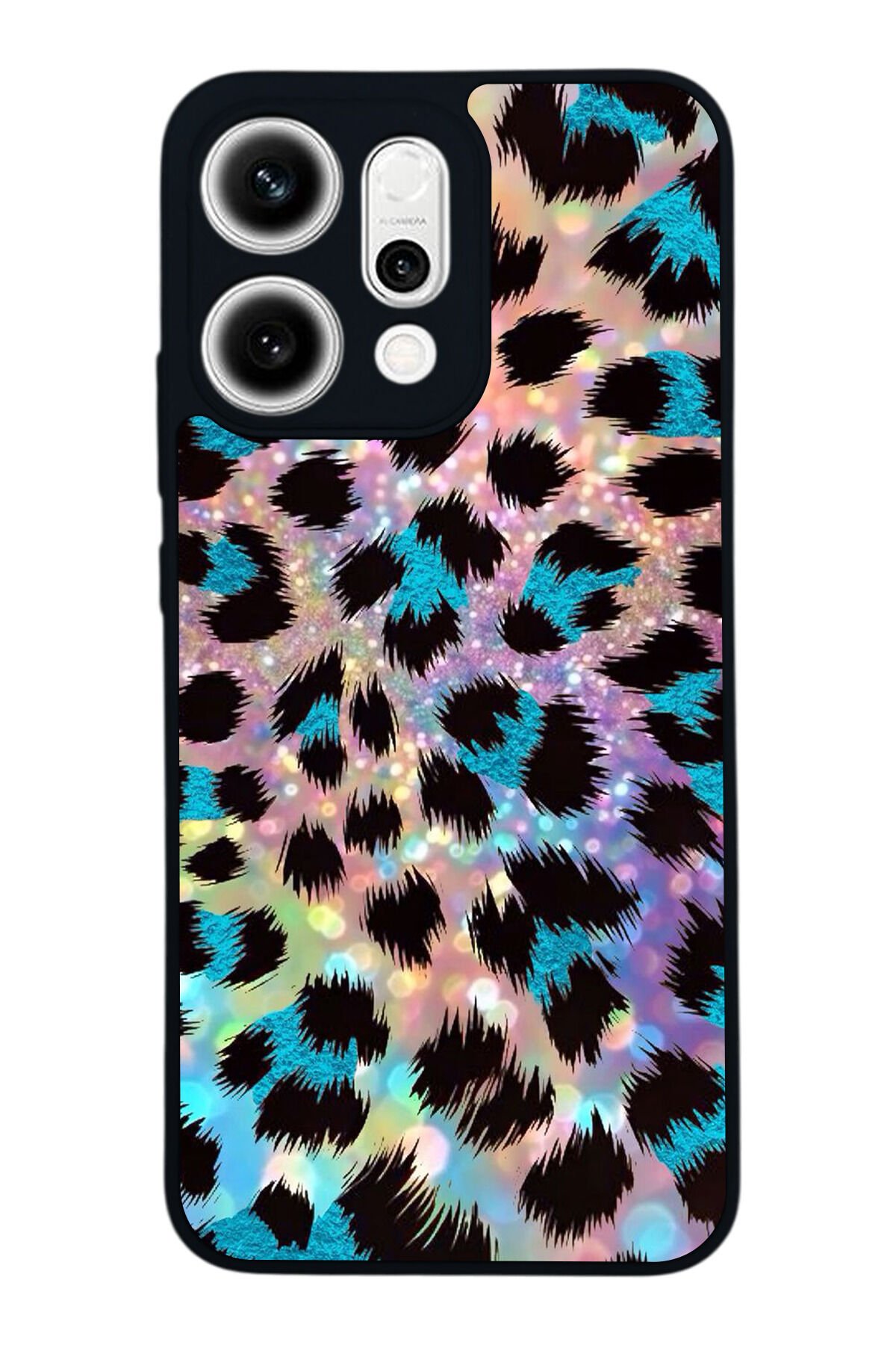 Oppo Reno 14 Uyumlu Hologram Leopar Tasarımlı Glossy Premium Kılıf